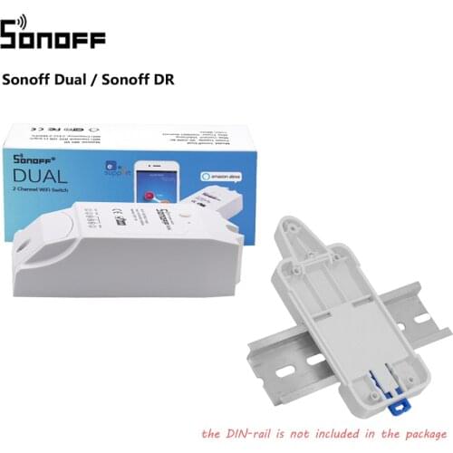 Sonoff Dual Control 2 Gang Wifi Light Switch Wireless Smart Switch / Sonoff DR DIN Rail Tray Adjustable Mounted Rail Case Holder
