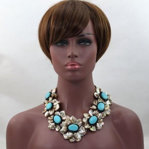 Unique Punk Style Stone Beads Necklace Jewelry Handmade Shell Flower Engagement Necklace for Women Free Shipping TN145