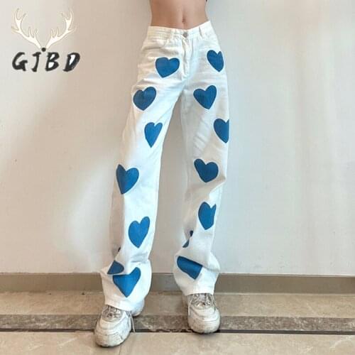 Vintage High Waist Women Jeans Streetwear Printing Wide Leg Jeans Fashion Female Sex Denim Pants Straight Baggy Mom Denim Pants
