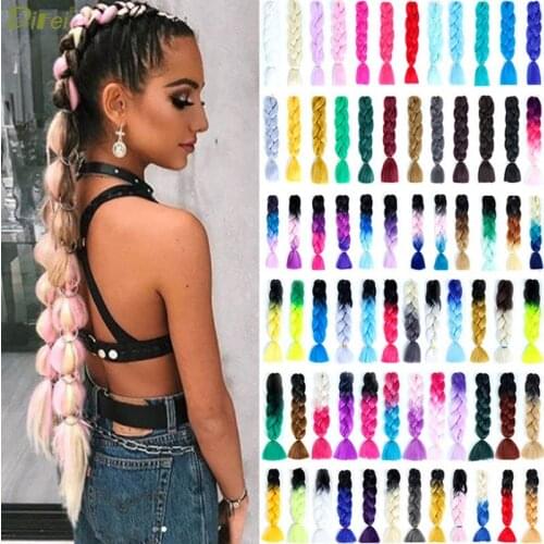 DIFEI Synthetic 100g/pack colorful Afro Ombre Stretched Braiding Hair Extensions Jumbo Hair Braids for black women