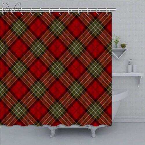 Red Plaid Print Shower Curtain Home Decor Waterproof Bathroom Curtain Polyester Fabric Bath Curtain Shower Curtain Sets