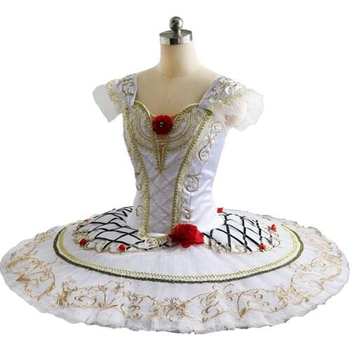 Female Professional Classical Ballet Tutu Costume Coppélia Yellow Ballet Stage Costume Pancake Tutu white Girl fairy Doll JN0033