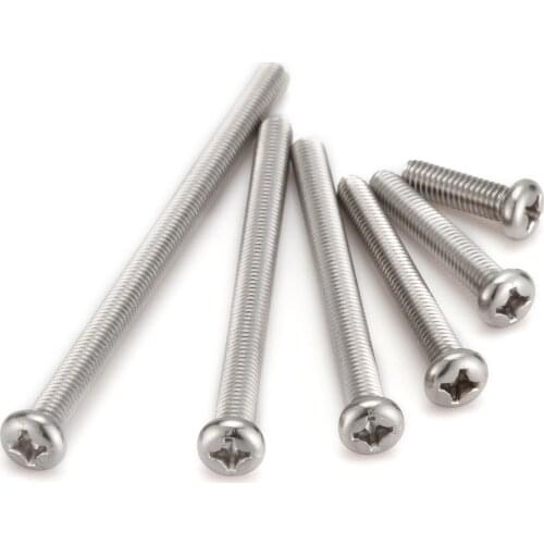 200pcs M4 Cross Recessed Round Head Machine Screws 304 Stainless Steel Phillips Screws M4*6mm~70mm