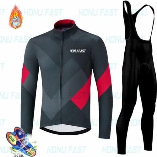 2020 Winter Cycling Clothing 19D Bib Pants Set MTB Bicycle Clothing Mens Ropa Ciclismo Thermal Fleece Bike Clothes Cycling Kit
