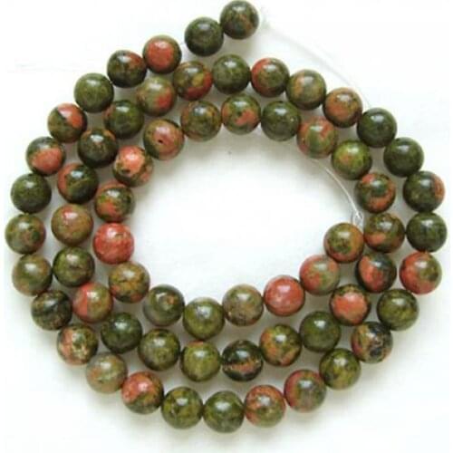 2X Strands Of Russian 6mm Round Unakite Bloodstone Gem Beads 15.5 Inch