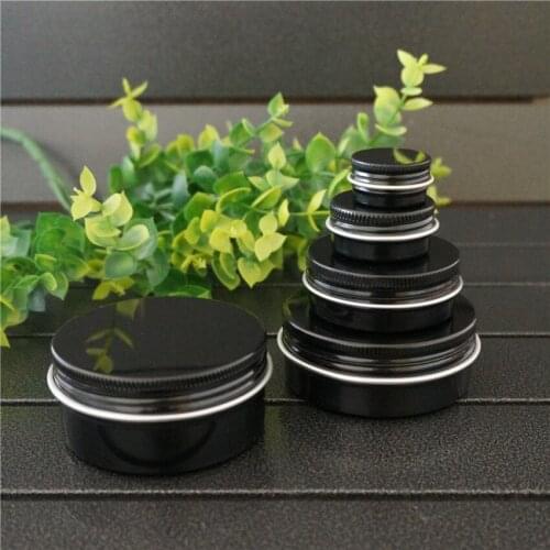 5/10/30/60/80g Bright black Portable Empty Aluminum Box Metal Tin Cans DIY Round Cosmetic Cream Refillable Jar Tea Aluminum Pot