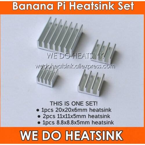 5sets Aluminum Silver Heatsink Heat Sink kit For Banana Pi, DIY Cooler Cooling For Pi