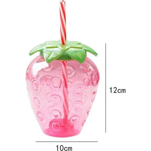500ml Water Bottle Portable Safe Cartoon Food Grade PP Wide Application Strawberry Straw Cup for Home Summer Outdoor Water Cup
