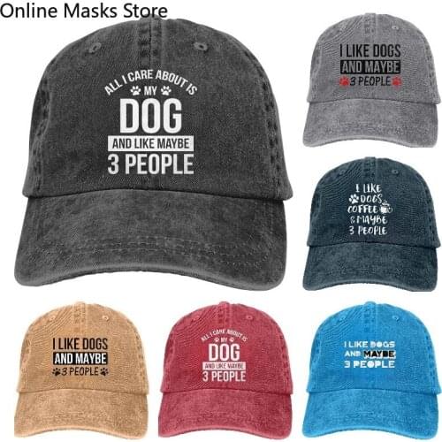 I Like Dogs and Maybe 3 People Unisex Adult Cowboy Hat Full Cotton Curved Brim Baseball Cap Hats Hip Hop Fitted Cap