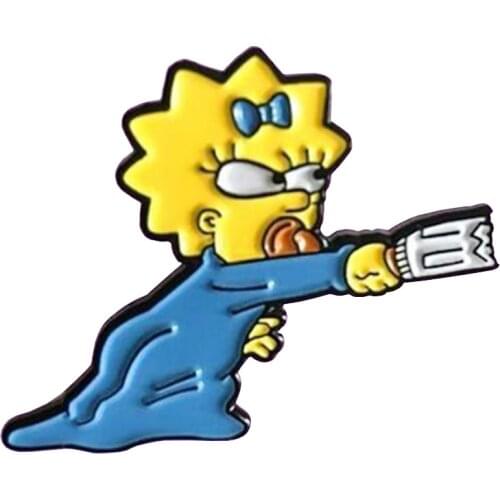 Maggie brooch The youngest family gril enamel Pin lovable cartoon character Accessory