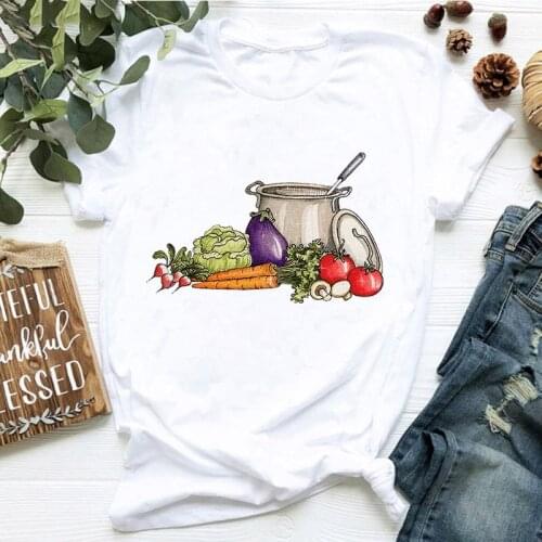 Womens T-shirt Cartoon Saucepan cooking Fun Graphic Printed Lady T shirt Short Sleeve tshirt Ulzzang Harajuku 90S Girls Tshirt