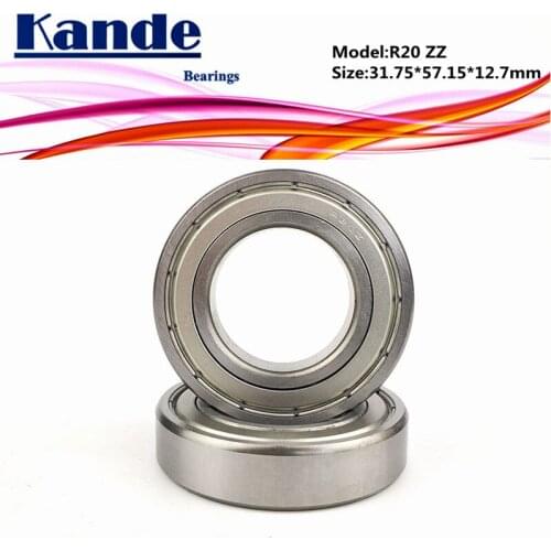Kande Bearings R20 R20ZZ 2pcs ABEC-1 R20 ZZ Inch Bearing 31.75*57.15*12.7mm Inch