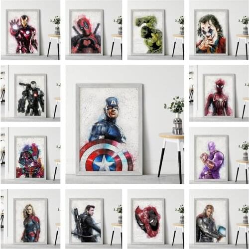 Canvas Painting Marvel Avengers Superhero Captain America Iron Man Posters and Print Wall Art Picture for Living Room Home Decor