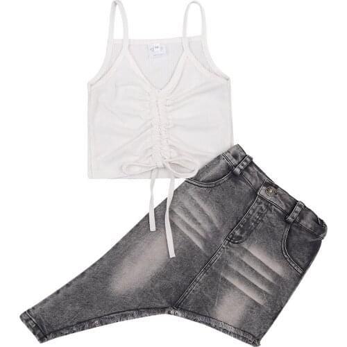 Citgeett Summer Fashion Kids Girls Clothing Set Sleeveless Sling Tops and Skirt Two-Piece Suit Clothes Set