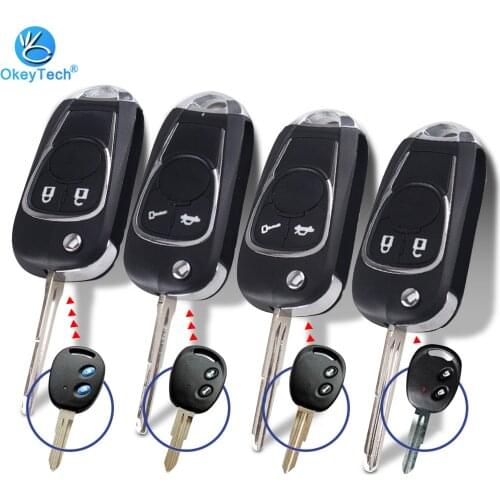 OkeyTech 2 Buttons Modified Flid Key Shell For Chevrolet Aveo Spark Love Epica Sail Folding Remote Car Key Case Left/Right Blade