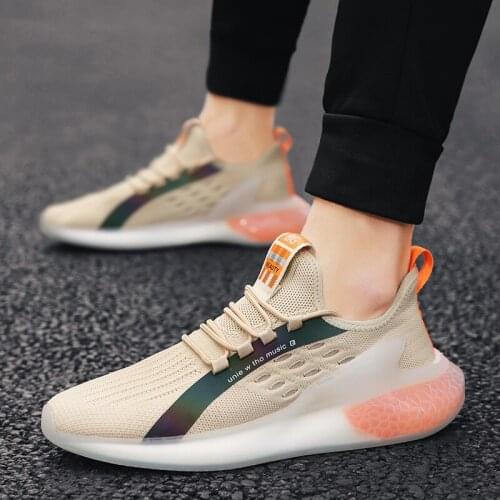 Explosion Summer Men Shoes Lace-up Mesh Men Casual Shoes Flying Woven Popcorn Bottom Sports Tide Shoes Breathable Mens Sneakers