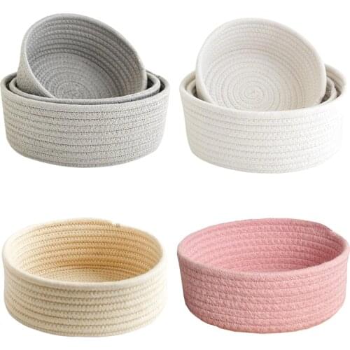 Round Small hand-woven Basket Tabletop Snacks Debris Basket Storage Basket Key Cosmetics Coffee Table Storage Basket