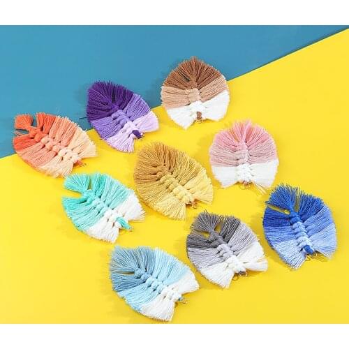 Lacoogh Silky Tassel Pendant Hand-Woven Leaf Shape Charms Earrings Ladies Fashion Jewelry Necklace Bracelet Jewelry Findings