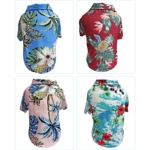 Summer Pet Printed Clothes Thin Breathable Dogs Floral Beach Shirt Jackets Coat Puppy Costume Cat Clothing Pets Outfits
