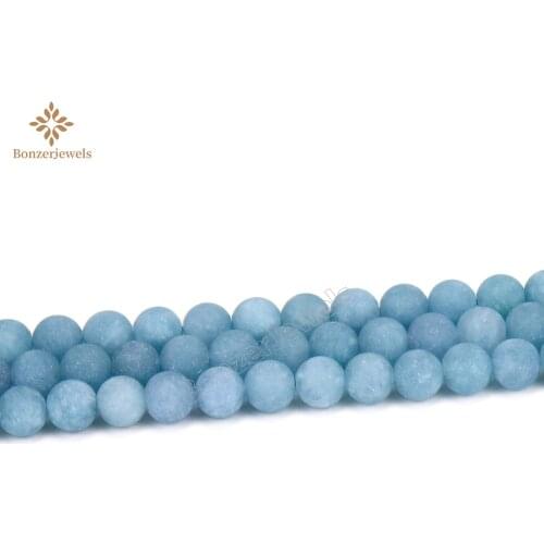 Matte Deep Blue Jades Natural 6 8 10MM Round Loose Minerals Frosted Beads for Jewelry Making DIY Bracelets Neckalces Accessories