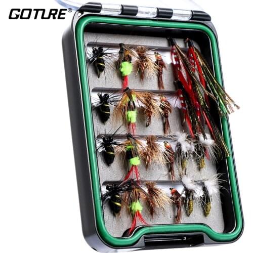Goture 16pcs/24pcs Fly Flies Set Kit with Waterproof Pocketed Fly Box for Trout Fishing