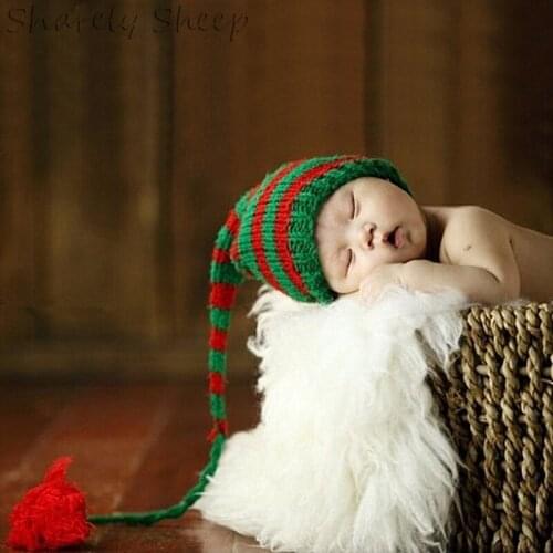 Baby Boy Girl Xmas Striped Hat Newborn Photography Props Infant Family Christmas Photoshoot Accessories Baby fotoshooting Props