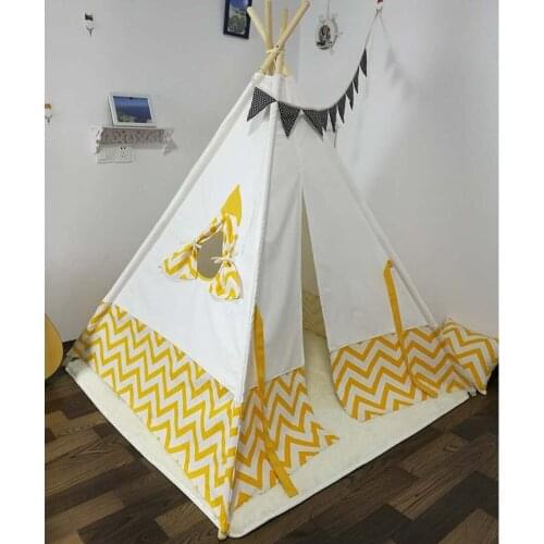 New design white and yellow stripe kids play tent indian teepee children playhouse children play room teepee