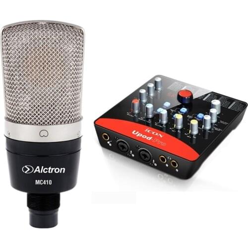 Alctron MC410 and iCON Upod pro condenser microphone sound card set for professional recording and live broadcast