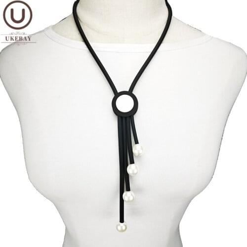 UKEBAY New Pearl Pendant Necklaces Irregular Tassel Necklace For Women Rubber Jewelry Handmade Goth Statement Necklaces Chains