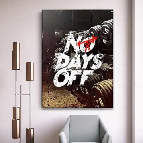 Gym Motivation Words Canvas Painting Inspring Quote Wall Art No Days Off Posters and Prints for Home Design Bodybuilding