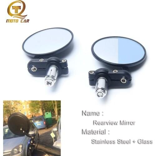 Refit Universal 7/8" Bar End Mirror Round Exterior Diameter Handlebar Cnc Rearview Convex Side Mirror Rear for Royal Enfield BMW