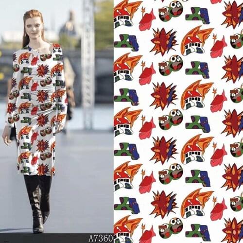 Stretch Satin Printed Mulberry Silk Fabric Spandex Smooth and Bright Shirt Cheongsam Cloth Sewing Home Textile Material