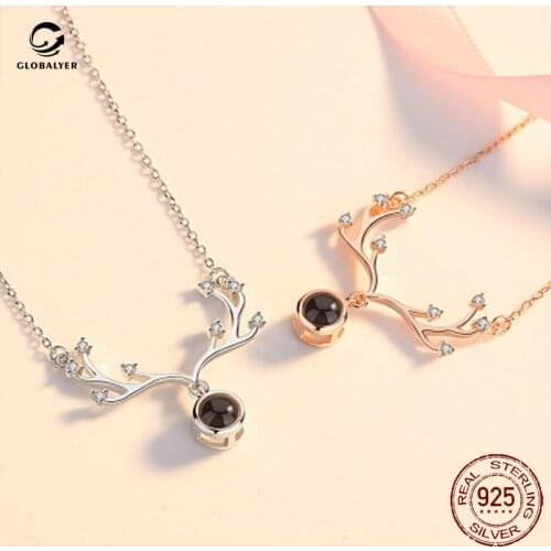 S925 sterling silver 100 languages I love you Yilu you projection necklace Vibrato sound with the same Free shipping 114