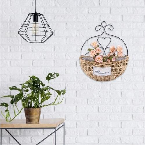 Garden Wall-mounted Flower Basket Large Size Handmade Basket Birds Basket Wicker Pot Nest Rustic Rattan Flowerpot