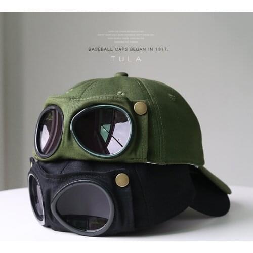 Flight Helmet Korean Style Female Personality Ins Fashion Brand Hat Glasses Outdoor Male Baseball Cap Sun Protection Sun Hat