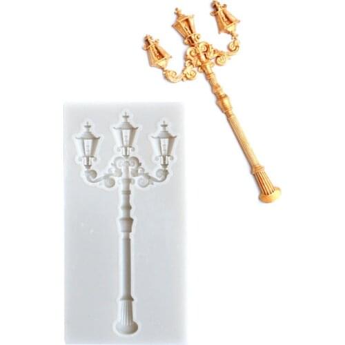DIY Resin Retro Street Lamp Modeling Silicone Mold Soft Pottery Gypsum Crafts Decoration European Street Lamp Silicone Mold