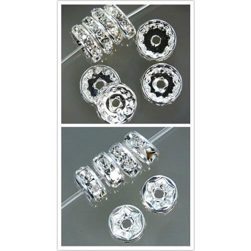 Ugjh4 8mm 10mm each 100 piece Free Shipping+Gift White Rhinestone Spacer, loose Beads Fit Bracelet
