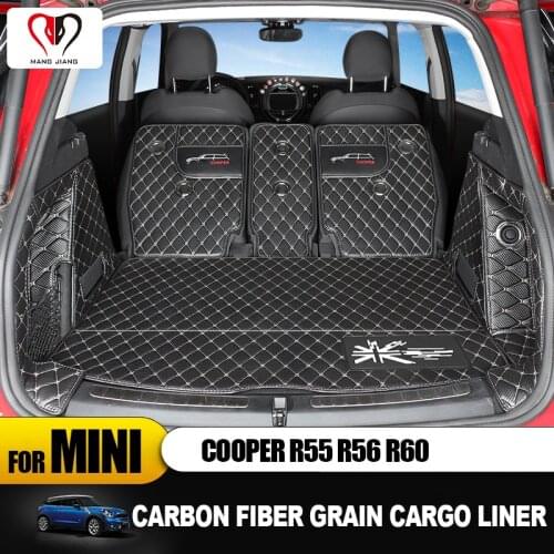 Carbon Fiber Grain for Mini Cooper R55 R56 R60 Clubman Countryman Luminous Cargo Liner Leather Trunk Mat Pad Sticker Accessories