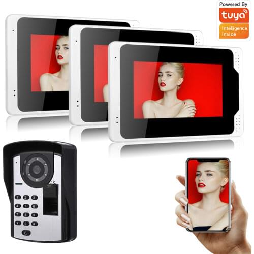 1080P HD Camera 7in Wifi Password Fingerprint Video Doorphone Intercom Wired Video Doorbell for home