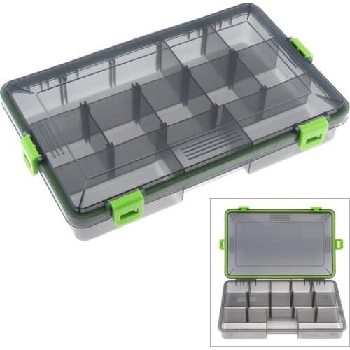 Waterproof 26.5cm x 16.5cm x 4.6cm Activity 11 Compartments 4 Lock Fishing Tackle Box for Fishing Hook Swivel Ring Lures