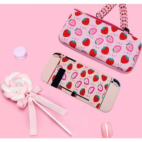 Girly Fruit Protective Case For Nintendo Switch Full Controller Shell Hard Cover Game Case Box For Nintendo Switch Accessories