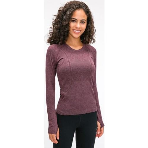 Women Sport Top Seamless Athletic Long Sleeve Sports Running Shirt Slim Stretch Gym Yoga Top With Thumb Holes