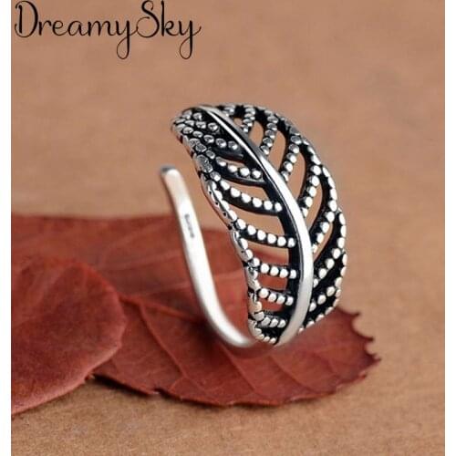 DreamySky Bijoux Boho Silver Color Leaf Rings for Women Lady Rings Fashion Party Statement Jewelry Wholesale