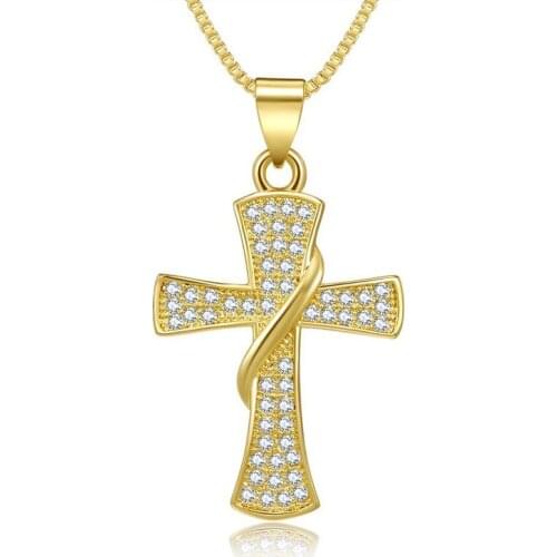 Top Quality Fashion Micro AAA Zircon Crystals Jesus Cross Necklace&Pendant Sexy Chainbone Chain Necklace for Women