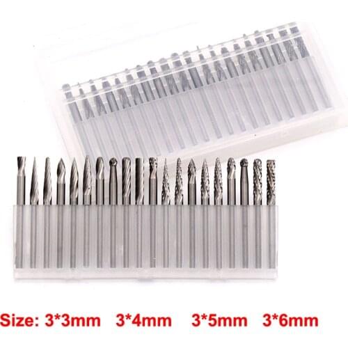1pcs 3x3mm Tungsten Carbide Steel Grinding Head Burrs Mini Drill Bit Diamond Burs Milling Cutter Material Rotary Burr