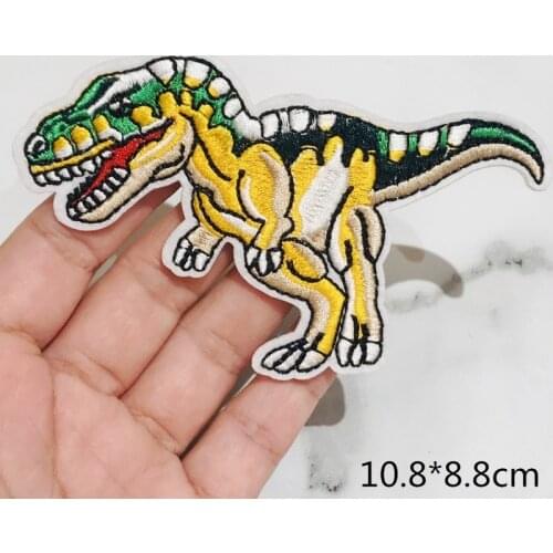10Pcs/Set Iron On Embroidered Patches For Clothing Ironing Applications Patches Dinosaur Badge Stripes DIY On Clothes