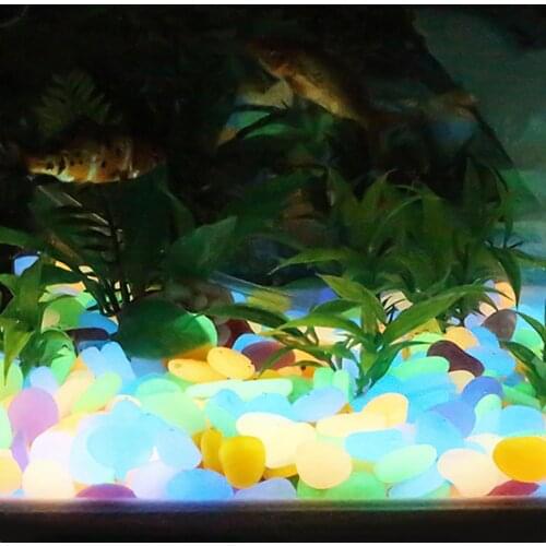 100 Pcs Garden Luminous Glowing Stone Pebble Glow in the Dark Garden Glow Stones Walkways Garden Path Patio Lawn Decor
