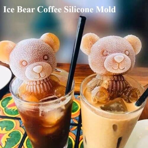 1Pcs Silicone Teddy Bear Mold Chocolate Ice Cube Mold Maker For Whiskey Wine Cocktail Kitchen Tools Baking Accessories