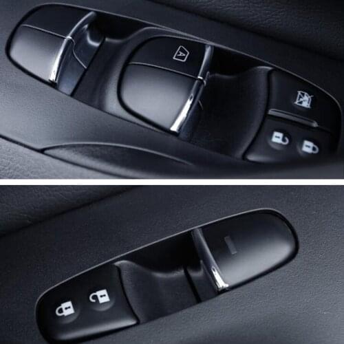 7Pcs/set Car Interior Door Window Lift Switch Buttons Stickers Trim Styling Accessories For Nissan X-Trail 2014-2017