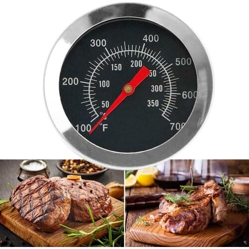 Stainless Steel BBQ Accessories Smoker Pit Bimetallic Grill Thermometer Temp Gauge with Dual Gage Kitchen Temperature Cook Tool